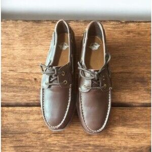 Dockers Mens Brown Leather Boat Shoes Handsewn Nautical Preppy Old Money 10M